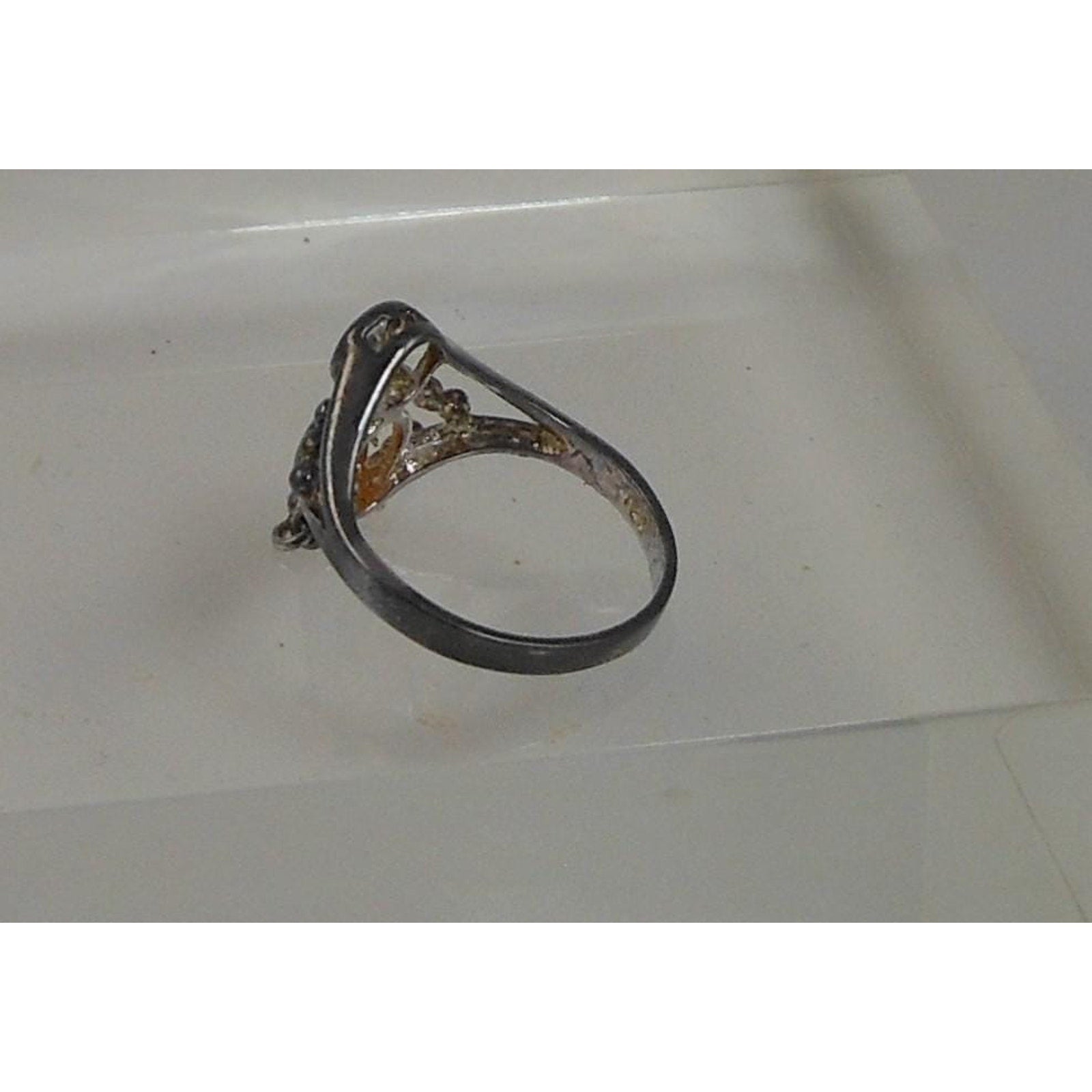 Vintage Sterling Silver Charm Ring Mother Grandmother Baby Sim Diamond Size 6