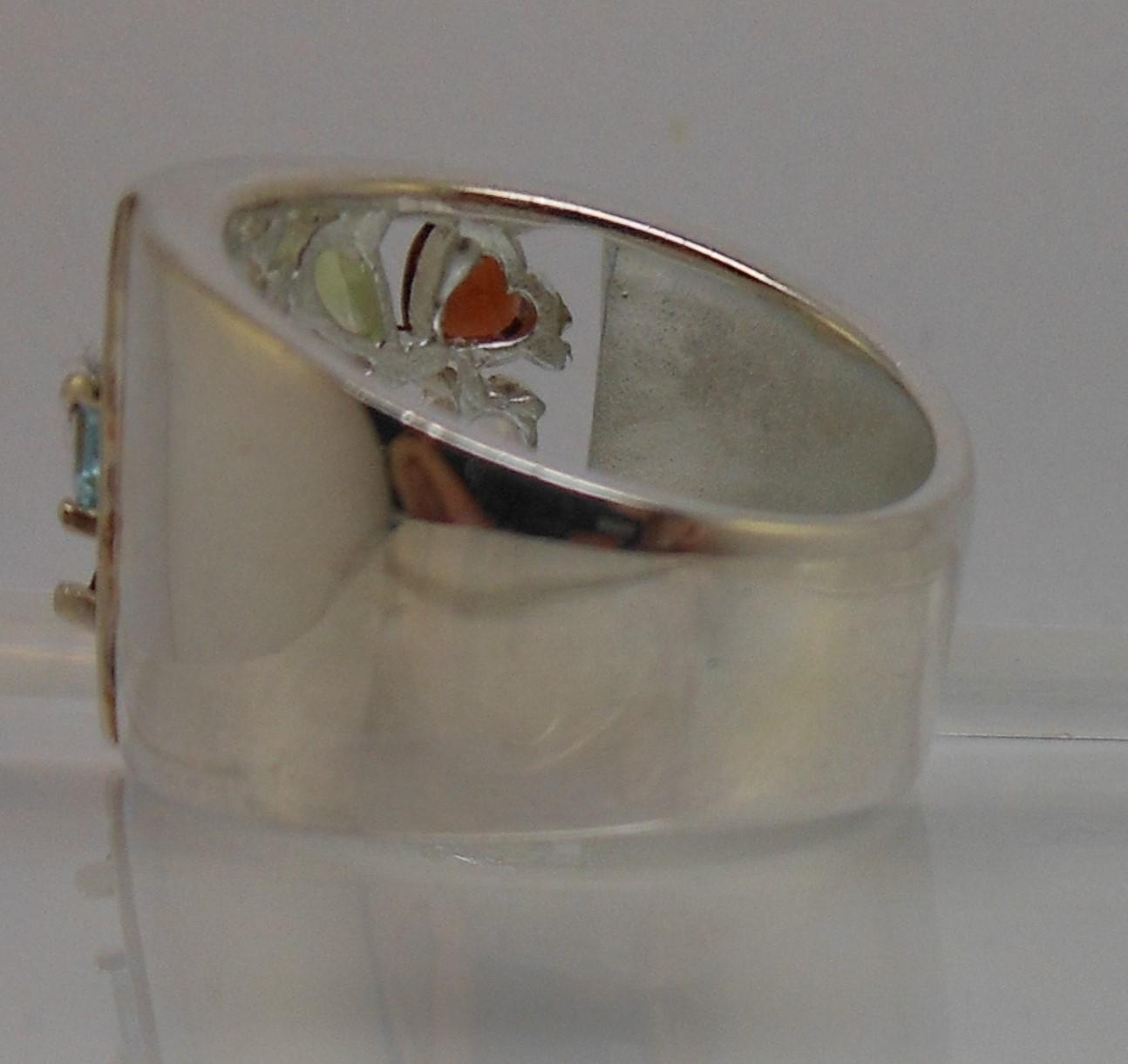 Vintage Sterling Silver Gemstone Ring: Garnet, Citrine, Topaz, Peridot - Size 7