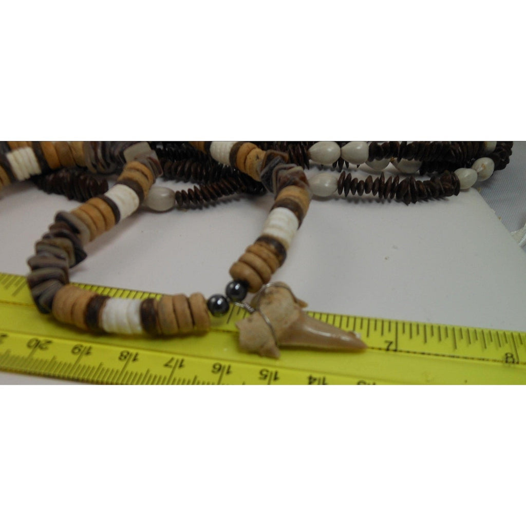 Handmade Tooth Pendant Necklace and Coco Shell Long Necklace Set - 2 Piece Set - HoneyThomas.com