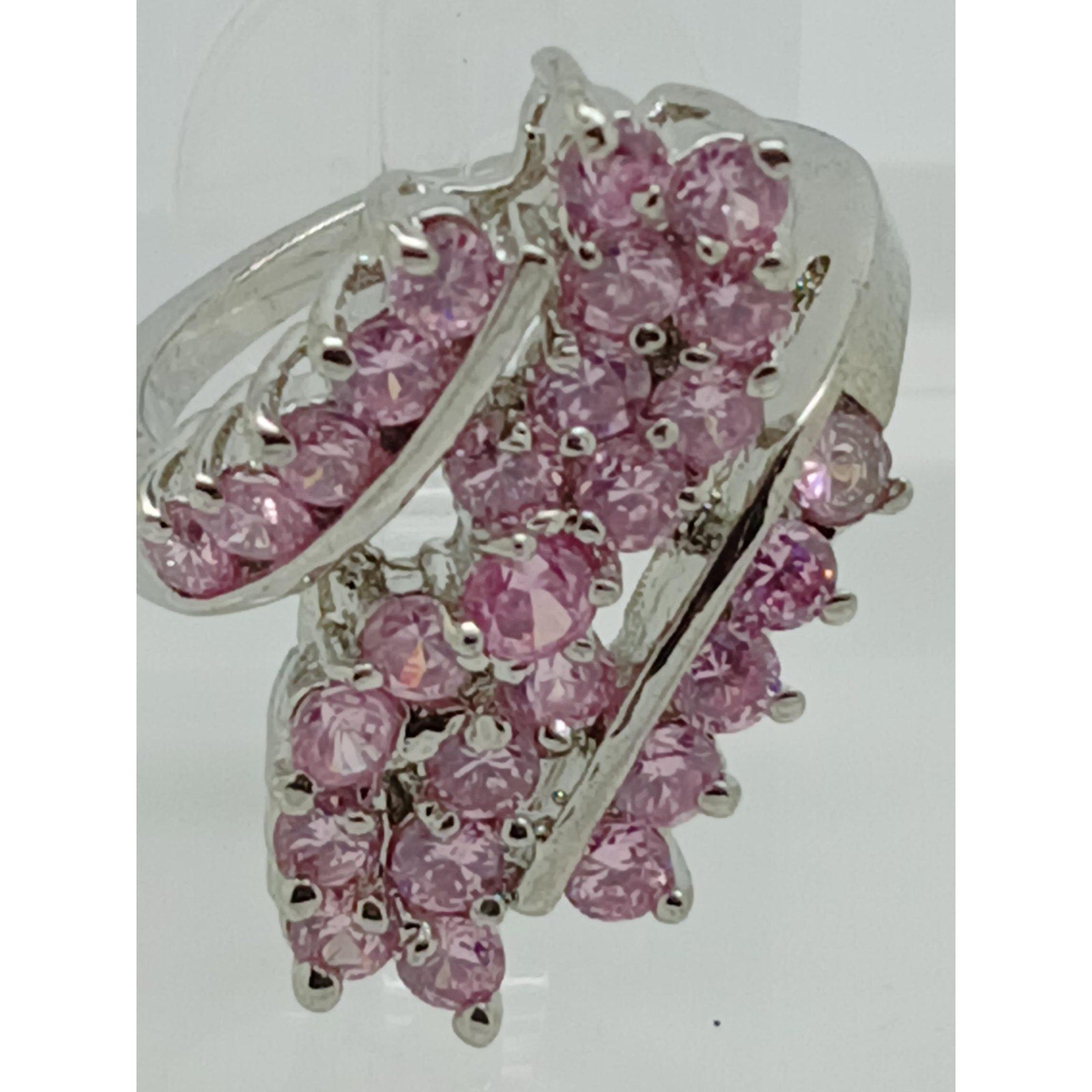 3.80CT Vintage Gold Plated Pink Sim Diamond CZ Cocktail Statement Ring Size 7.5