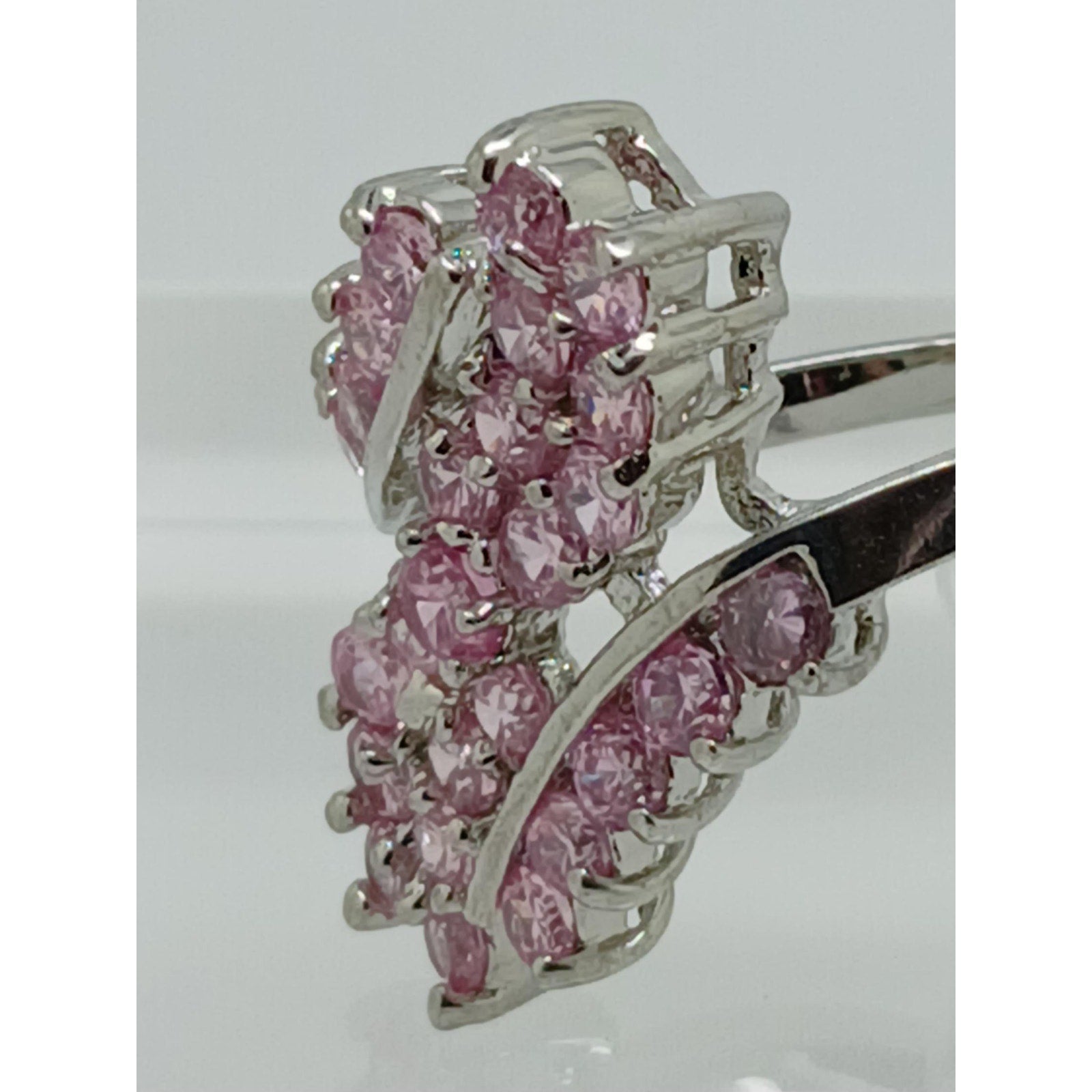 3.80CT Vintage Gold Plated Pink Sim Diamond CZ Cocktail Statement Ring Size 7.5