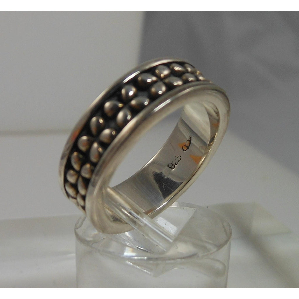 Vintage 1990's Sterling Silver Band Ring Size 7.25 Black Oxidized 6mm Thailand - HoneyThomas.com