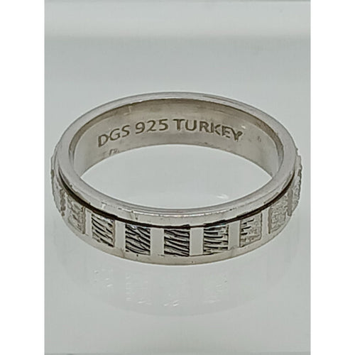 925 Vintage DGS Sterling Silver Wedding Band Worry Stack Spinner Ring Size 6 - HoneyThomas.com