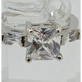 3.5 CT Vintage Princess Cut CZ Engagement Ring Silver Tone White Gold GP Size 10