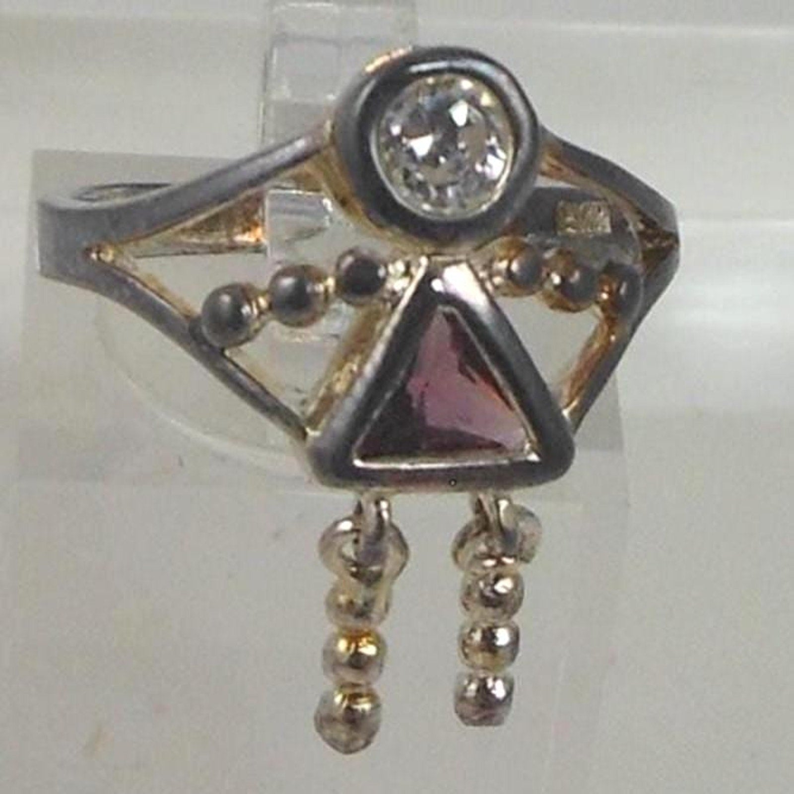 Elegant Vintage Sterling Silver Birthstone Charm Ring Mother Grandmother Size 7 - HoneyThomas.com