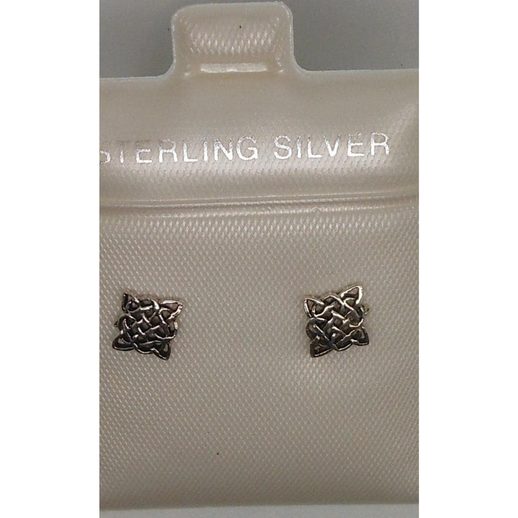 Unique Vintage Sterling Silver Celtic Symbol Stud Earrings - NOS from Thailand - HoneyThomas.com