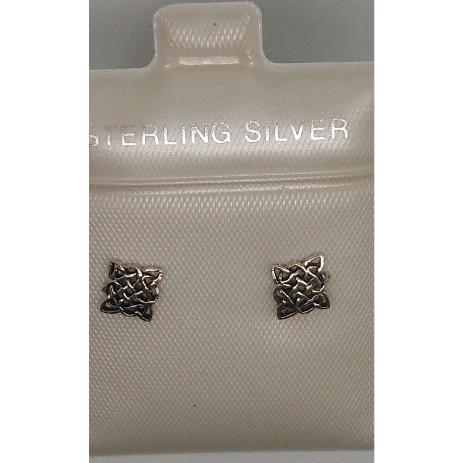 Unique Vintage Sterling Silver Celtic Symbol Stud Earrings - NOS from Thailand - HoneyThomas.com