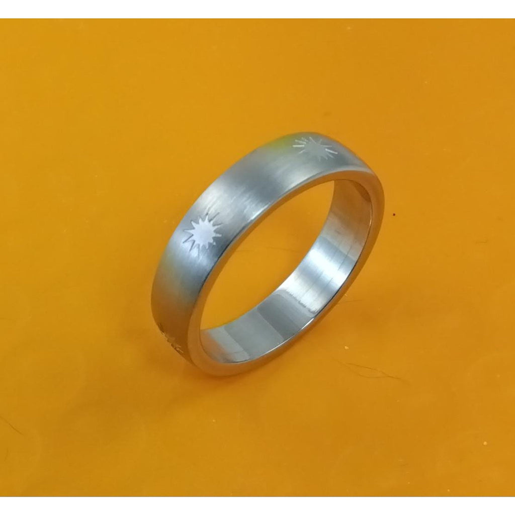Elegant Vintage Handcrafted Stainless Steel Starburst Ring Size 12.25 - 6.2 grams -New-Old-Stock 6mm Wide - 2mm Thick