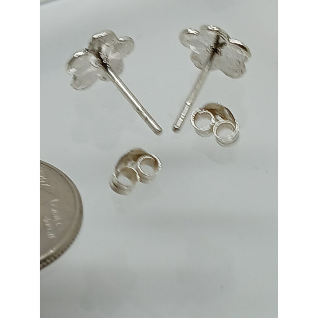 Vintage Estate Jewelry NOS .925 Sterling Silver Green Crystal Flower Earrings - HoneyThomas.com