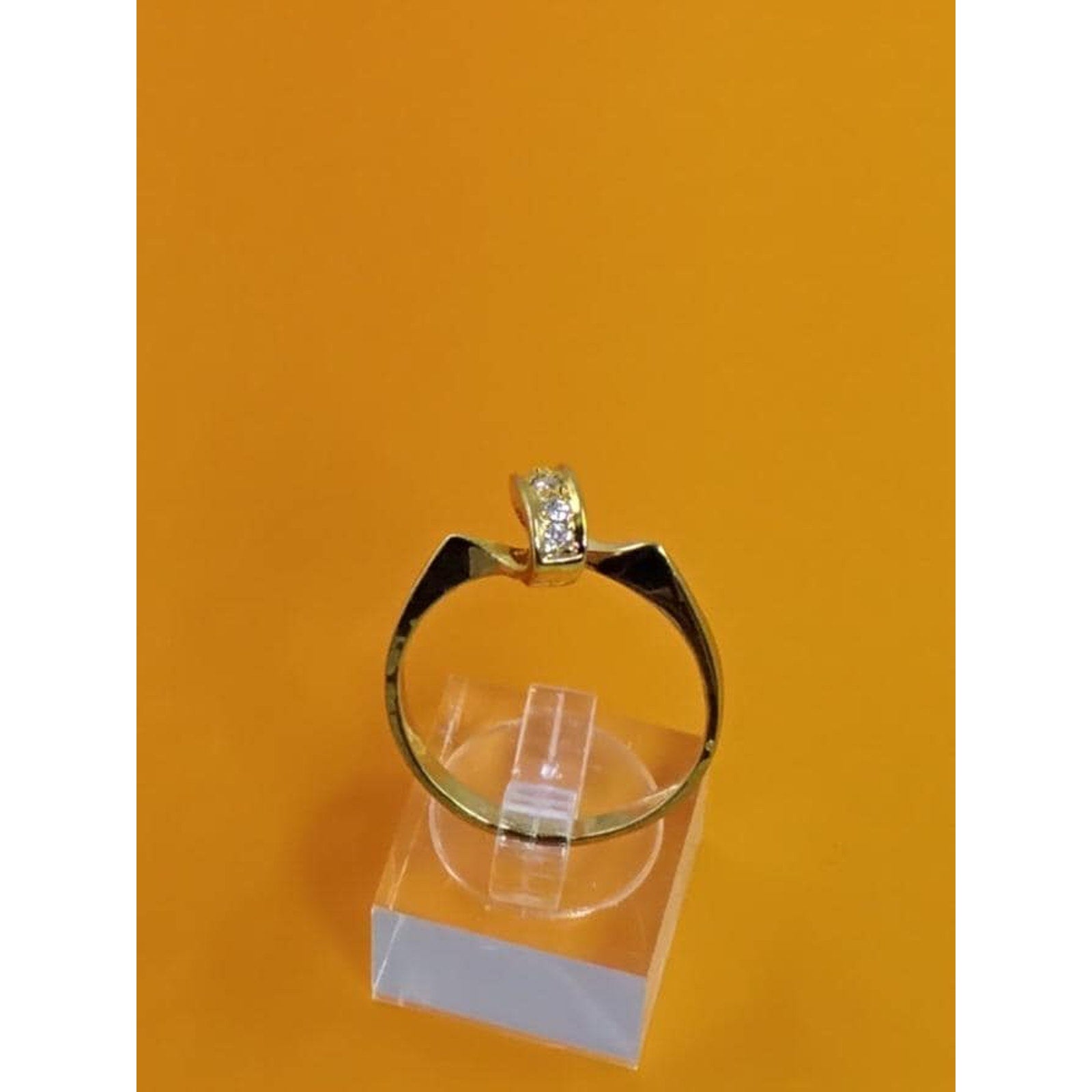 Vintage 1990's NOS 14kt Gold Plated CZ Love Knot Ribbon Stack Band Ring Size 10