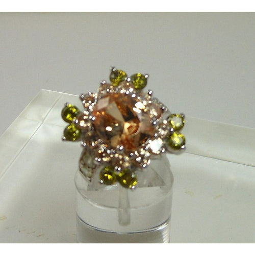 Elegant Vintage Sterling Silver CZ Cocktail Ring Size 6 9.1g Thailand 925 Stamp