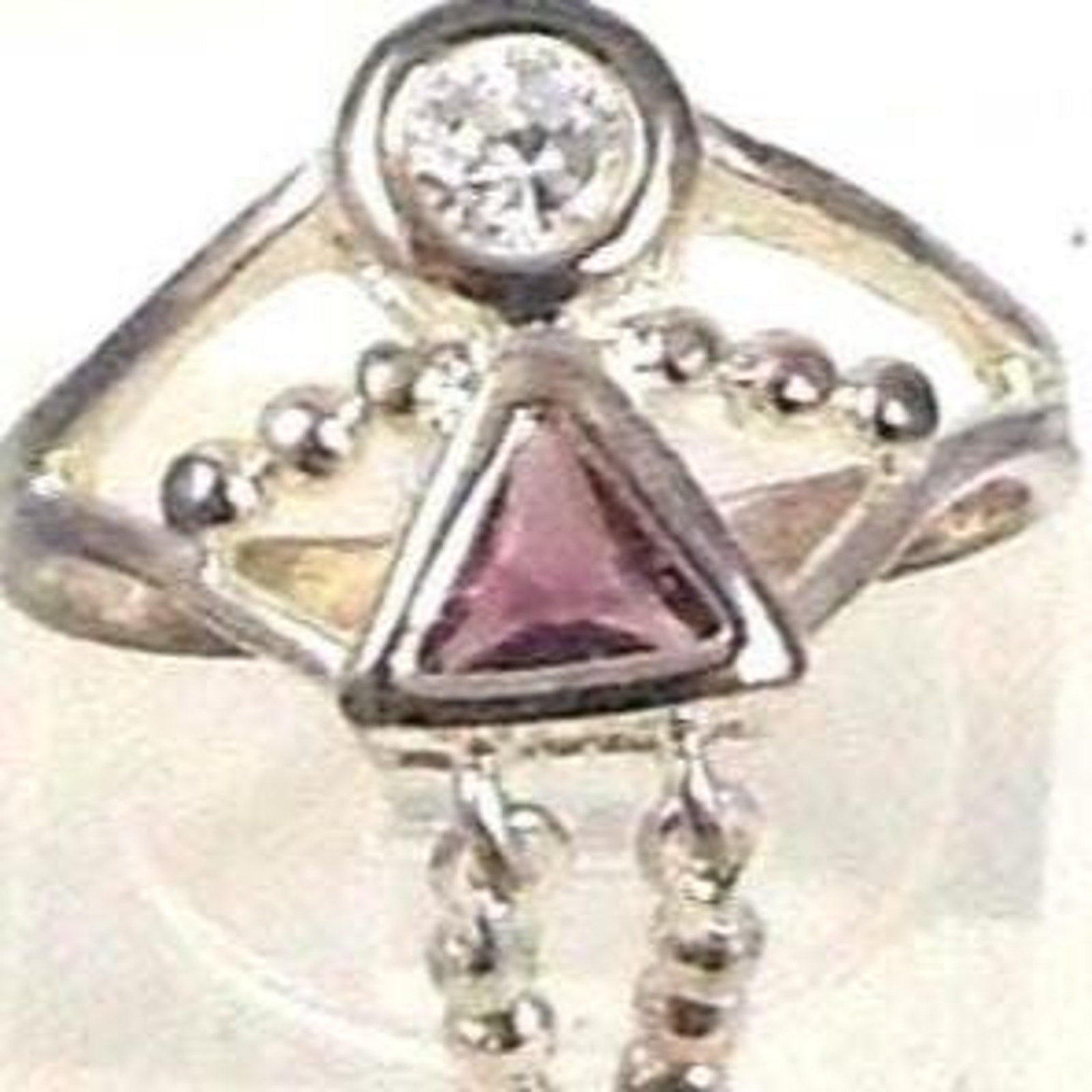 Vintage Sterling Silver Baby Charm Ring Mother Grandmother Sim Diamond Size 6 - HoneyThomas.com