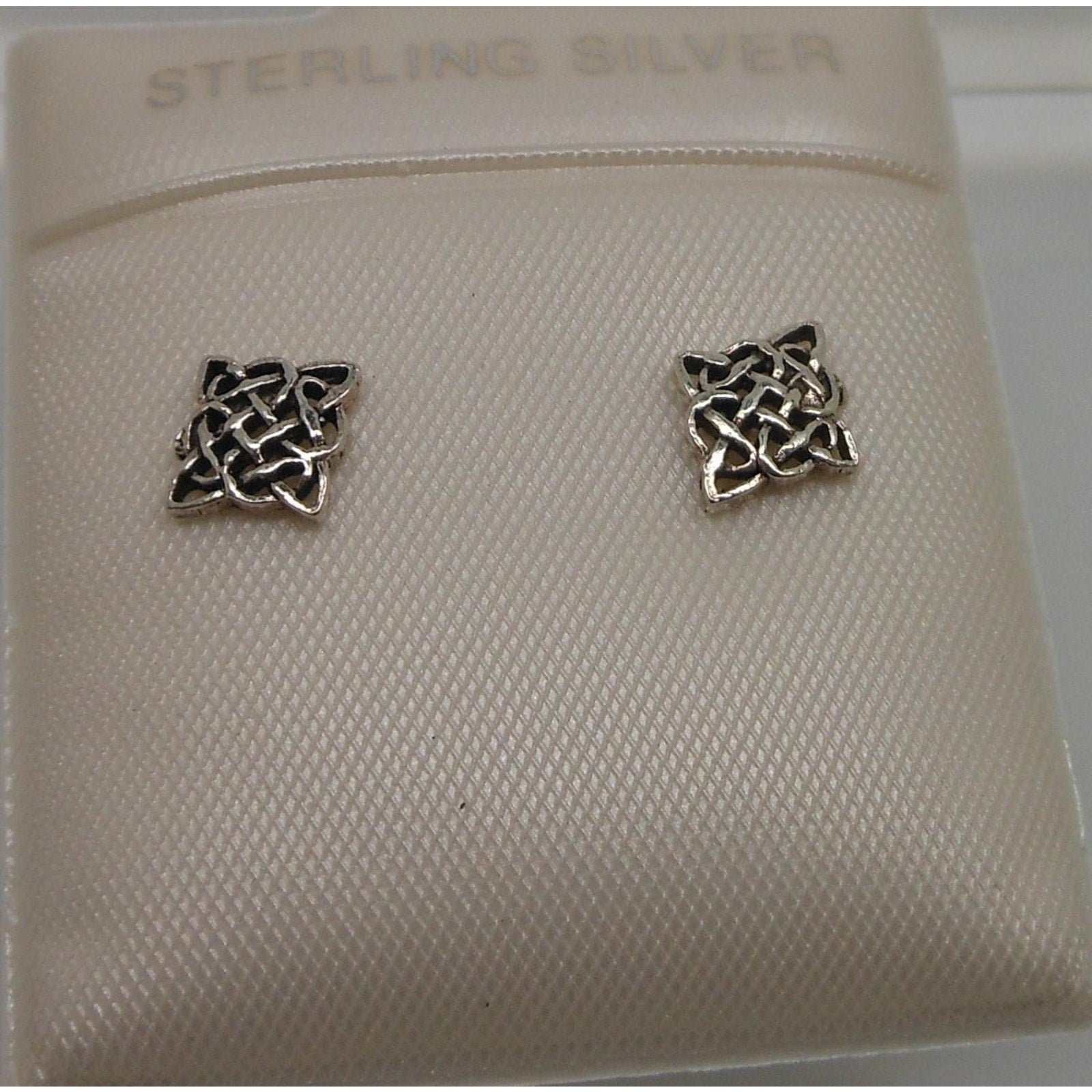 Unique Vintage Sterling Silver Celtic Symbol Stud Earrings - NOS from Thailand - HoneyThomas.com