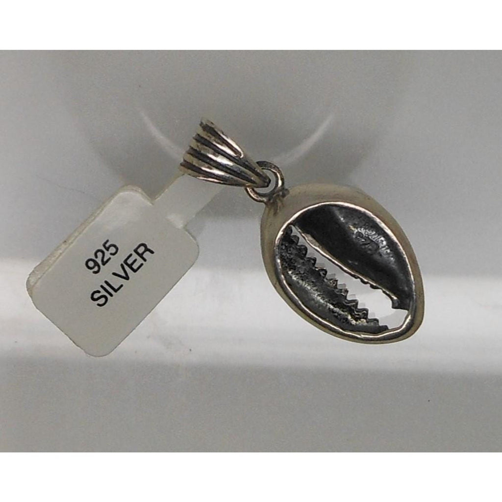 Vintage 1990's Sterling Silver Cowrie Shell Pendant Necklace Beach Seashell NWT - HoneyThomas.com