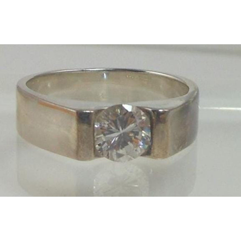 Designer BOCCO Vintage Sterling Silver Engagement Solitaire Sim Diamond Ring 8