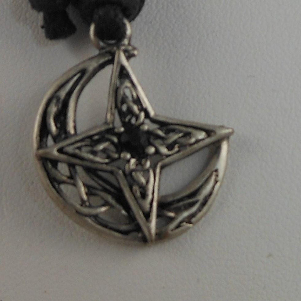 Vintage Celtic Visions Sacred Symbols Pendant Stars Moon Necklace- 24 Length - HoneyThomas.com