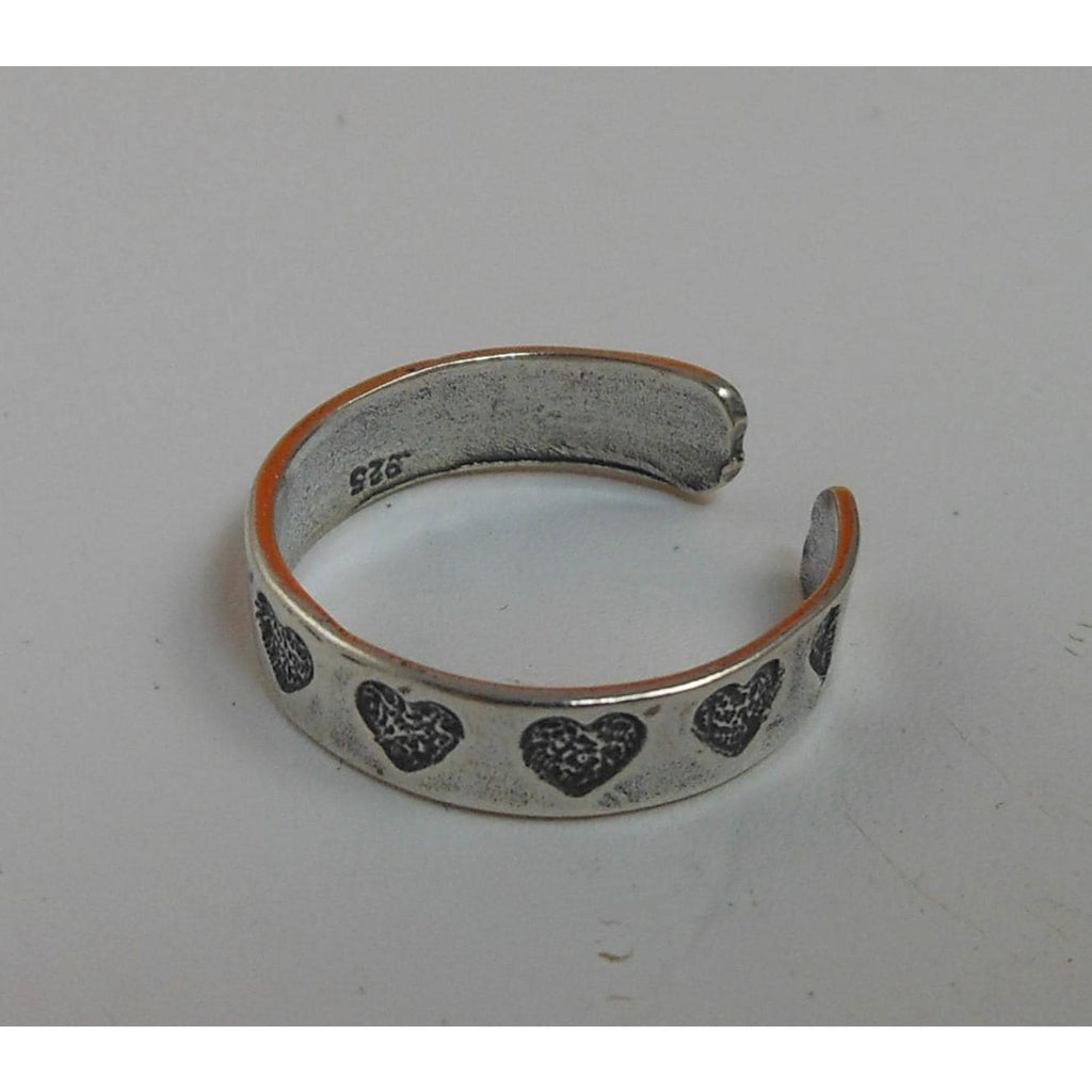 Vintage Sterling Silver Hearts Toe Ring Handcrafted Unique Jewelry from Thailand