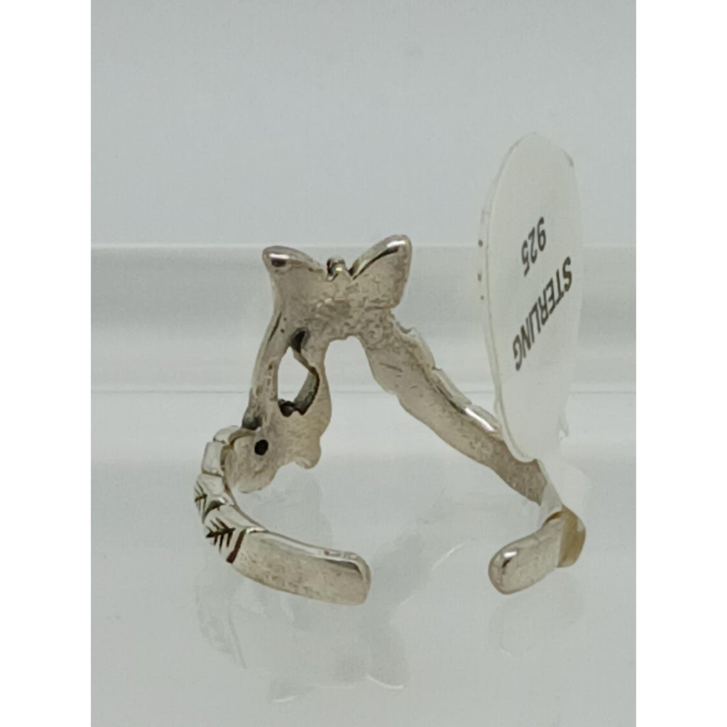 1990s Vintage Sterling Silver Butterfly Flower Toe Ring Handcrafted Darling Fun - HoneyThomas.com
