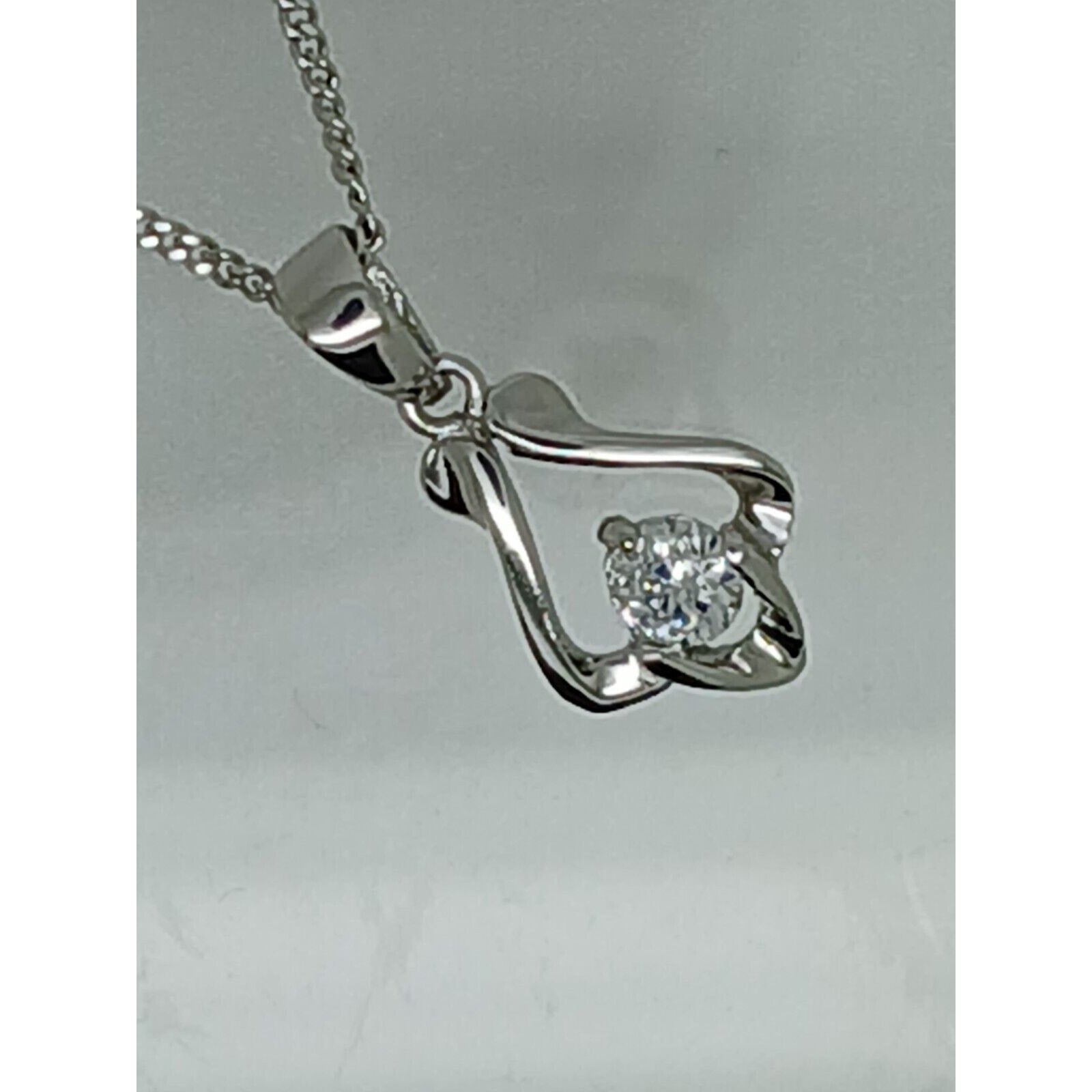 925 Sterling Silver Simulated Diamond Pendant Necklace Minimalist Petite - HoneyThomas.com