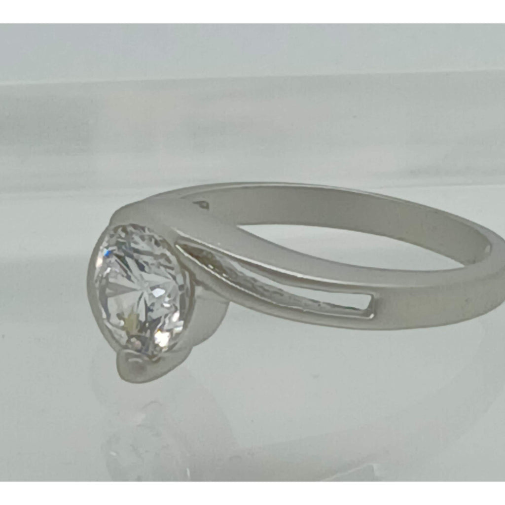 1.5CT Vintage White Gold EP Split Band Satin Finish Solitaire Ring Size 10