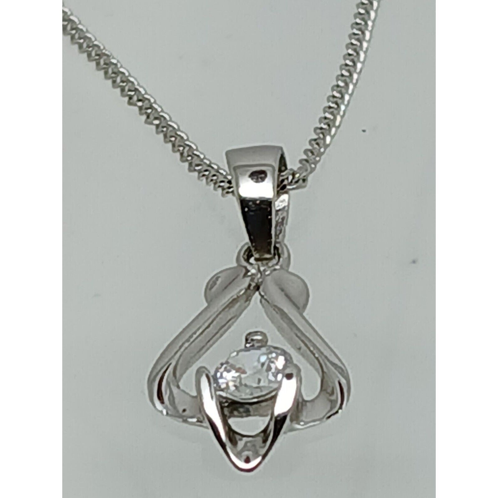 925 Sterling Silver Simulated Diamond Pendant Necklace Minimalist Petite - HoneyThomas.com