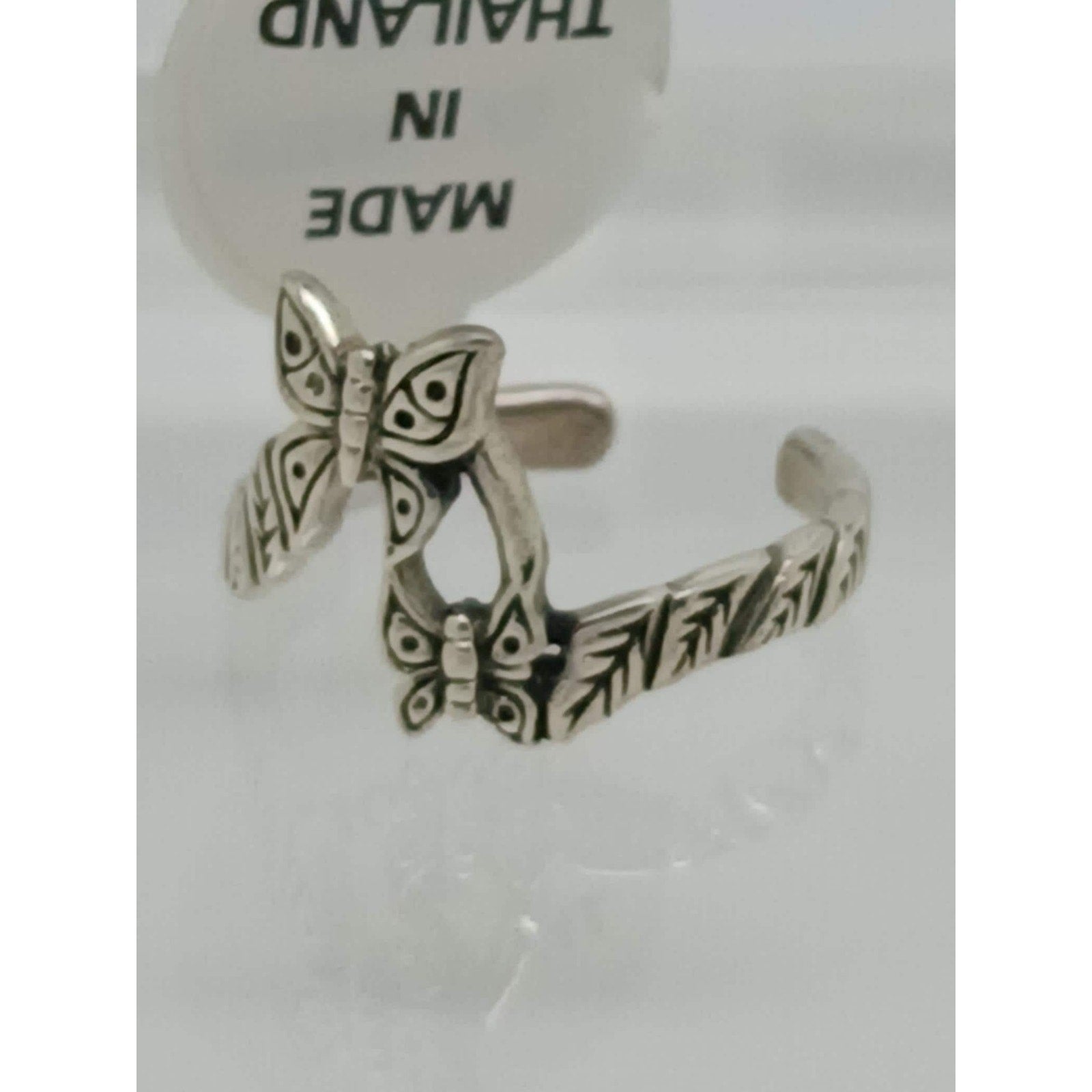 1990s Vintage Sterling Silver Butterfly Flower Toe Ring Handcrafted Darling Fun - HoneyThomas.com