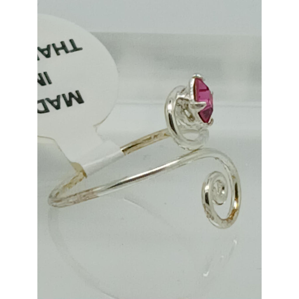 Sexy Pink Crystal Rhinestone Toe Ring Adjustable Size Sterling Silver Gift Boxed