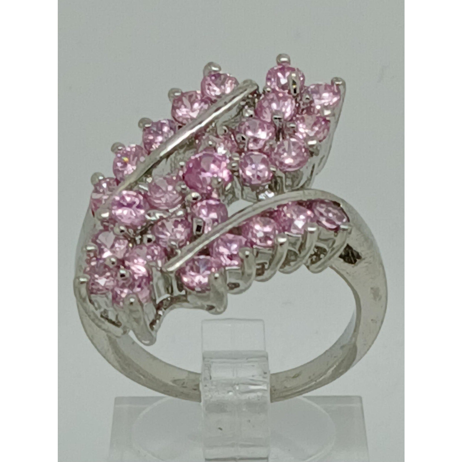 3.80CT Vintage Gold Plated Pink Sim Diamond CZ Cocktail Statement Ring Size 7.5
