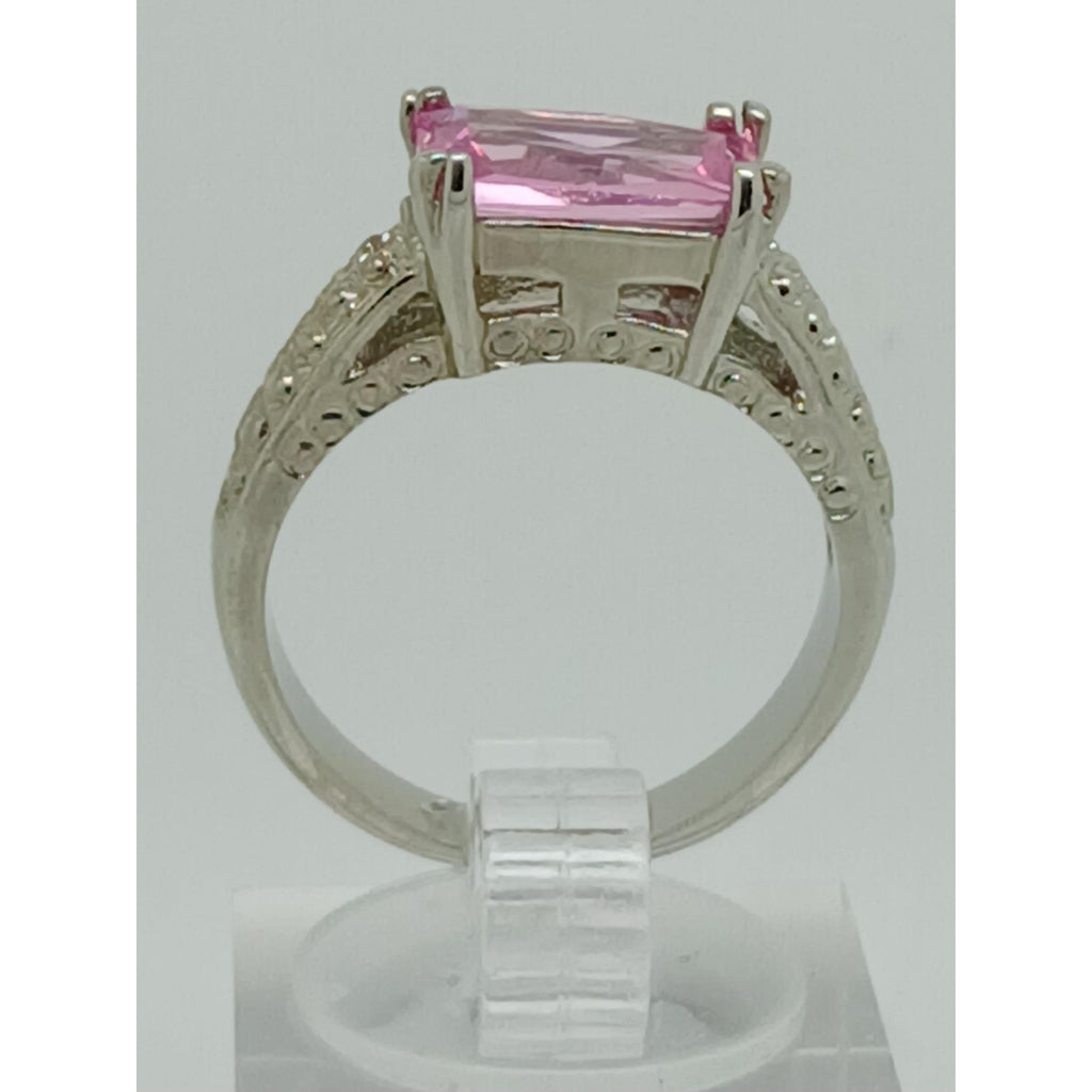 3CT Vintage Gold GP Fancy Pink Radiant Cut Sim Diamond CZ Engagement Ring Size 6 - HoneyThomas.com