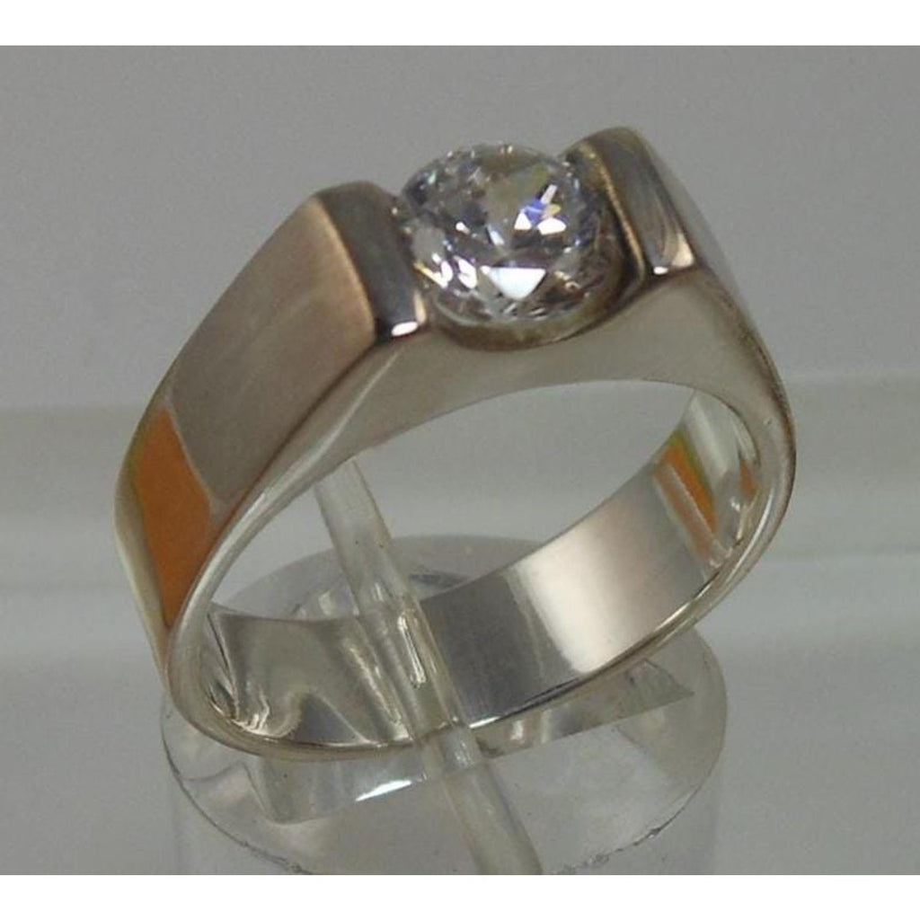 Designer BOCCO Vintage Sterling Silver Engagement Solitaire Sim Diamond Ring 8