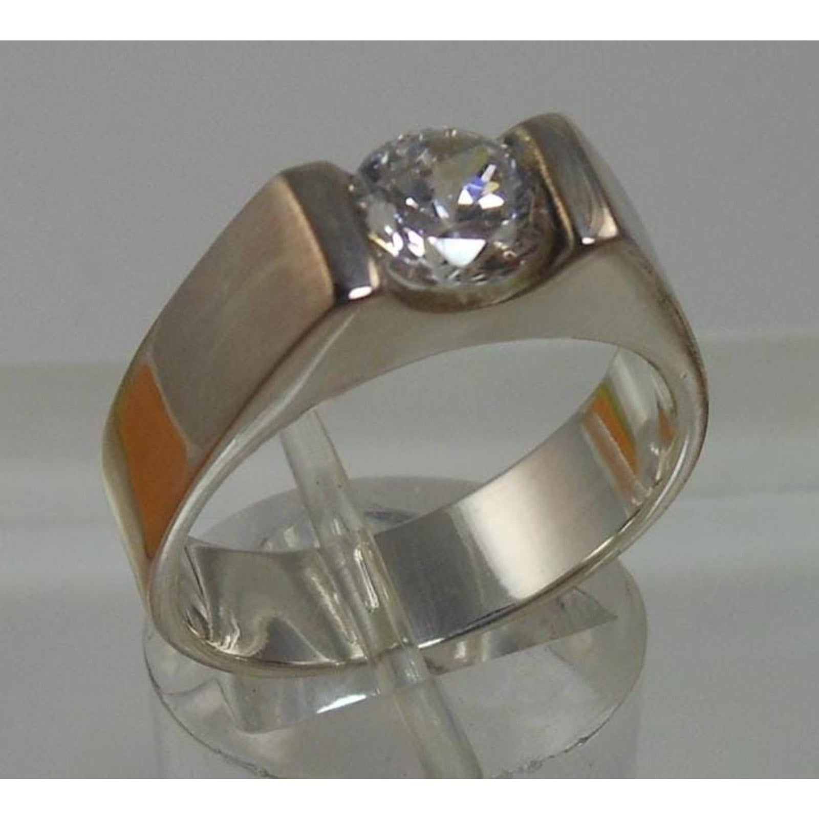 Designer BOCCO Vintage Sterling Silver Engagement Solitaire Sim Diamond Ring 8