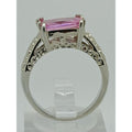 3CT Vintage Gold GP Fancy Pink Radiant Cut Sim Diamond CZ Engagement Ring Size 7