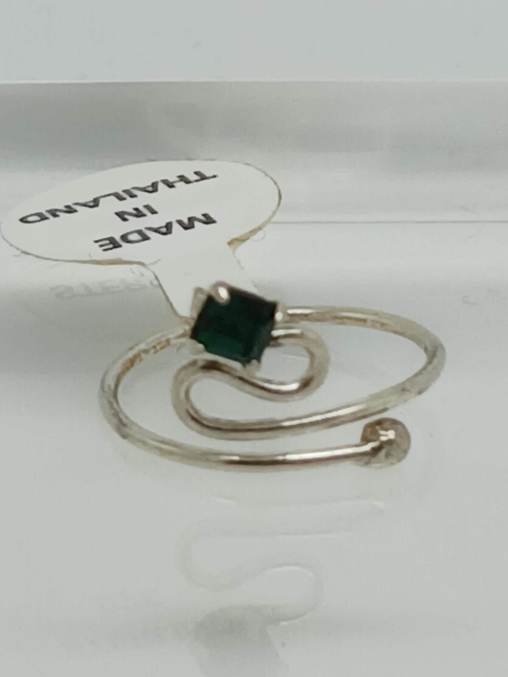 Emerald Green Crystal Rhinestone Toe Ring: .925 Sterling Silver, Adjustable