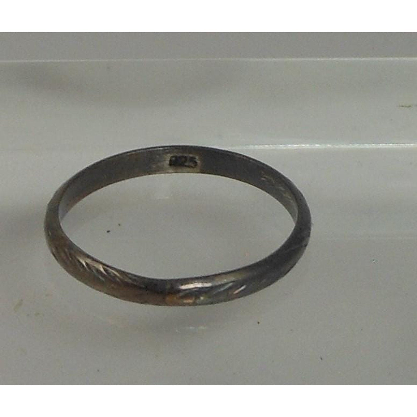 Vintage Sterling Silver Handcrafted Diamond-Cut Ring Size 11.5 with Great Patina - HoneyThomas.com