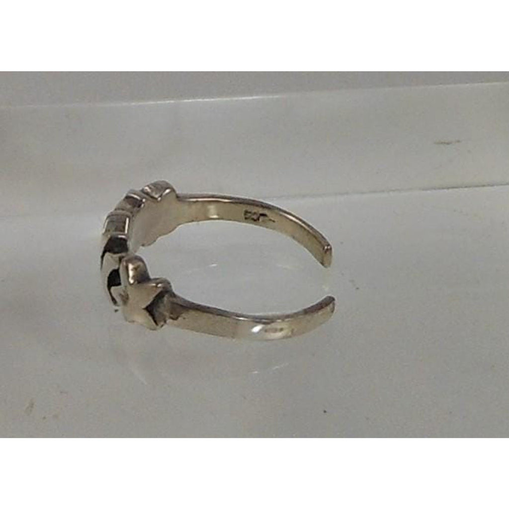 Handcrafted Vintage Sterling Silver Stars Moon Toe Ring from Thailand - New Old - HoneyThomas.com