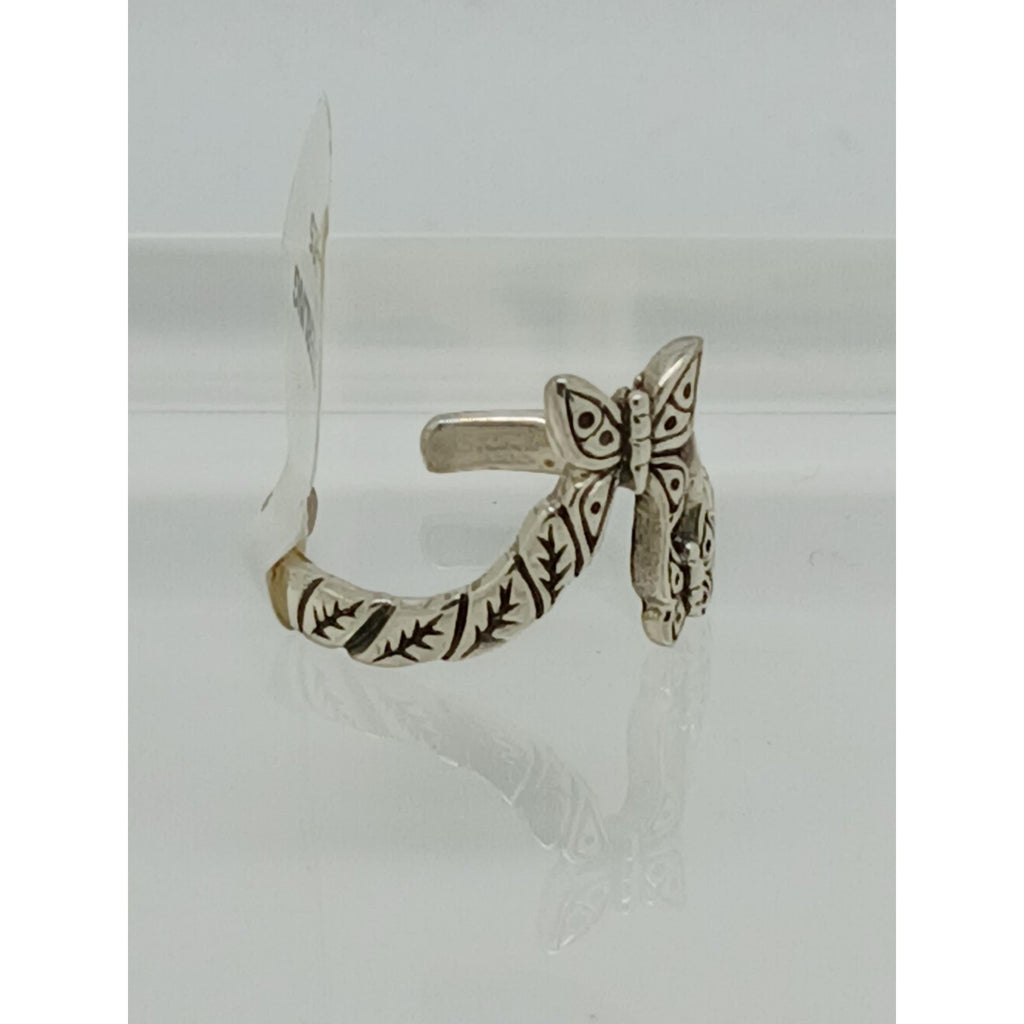 1990s Vintage Sterling Silver Butterfly Flower Toe Ring Handcrafted Darling Fun - HoneyThomas.com
