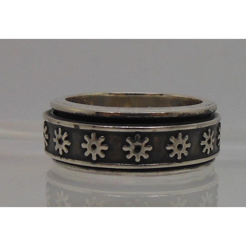 1990's Sterling Silver Spinner Prayer Worry Pinky Ring Size 6 Band Handcrafted