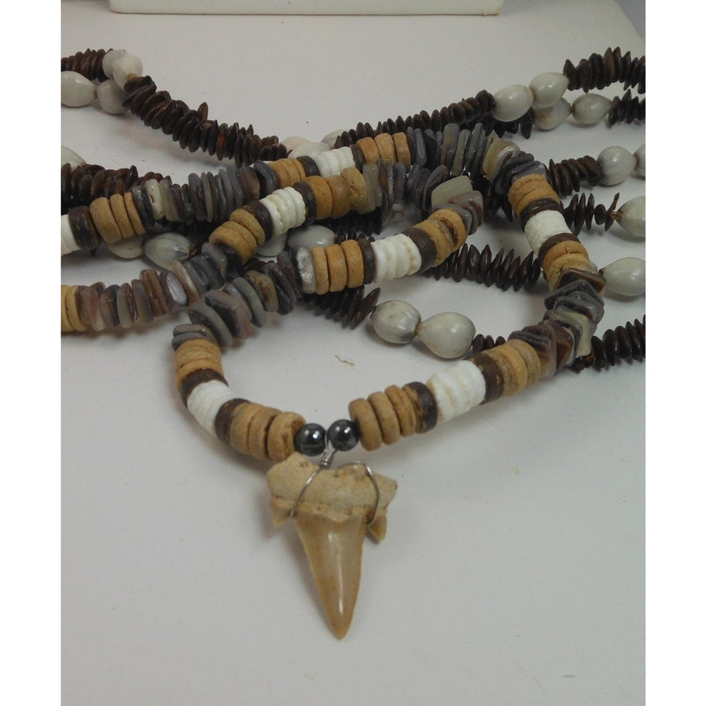 Handmade Tooth Pendant Necklace and Coco Shell Long Necklace Set - 2 Piece Set - HoneyThomas.com