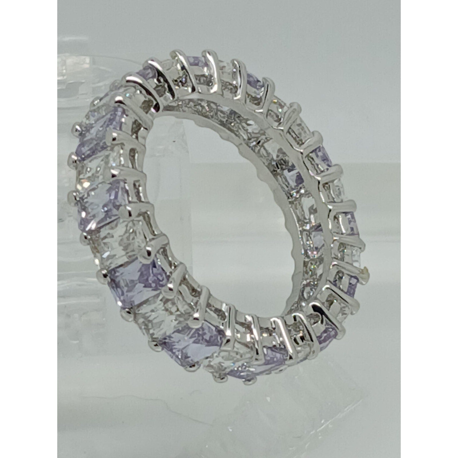 3.70CT White Gold EP Eternity Anniversary Wedding Band Ring Size 9