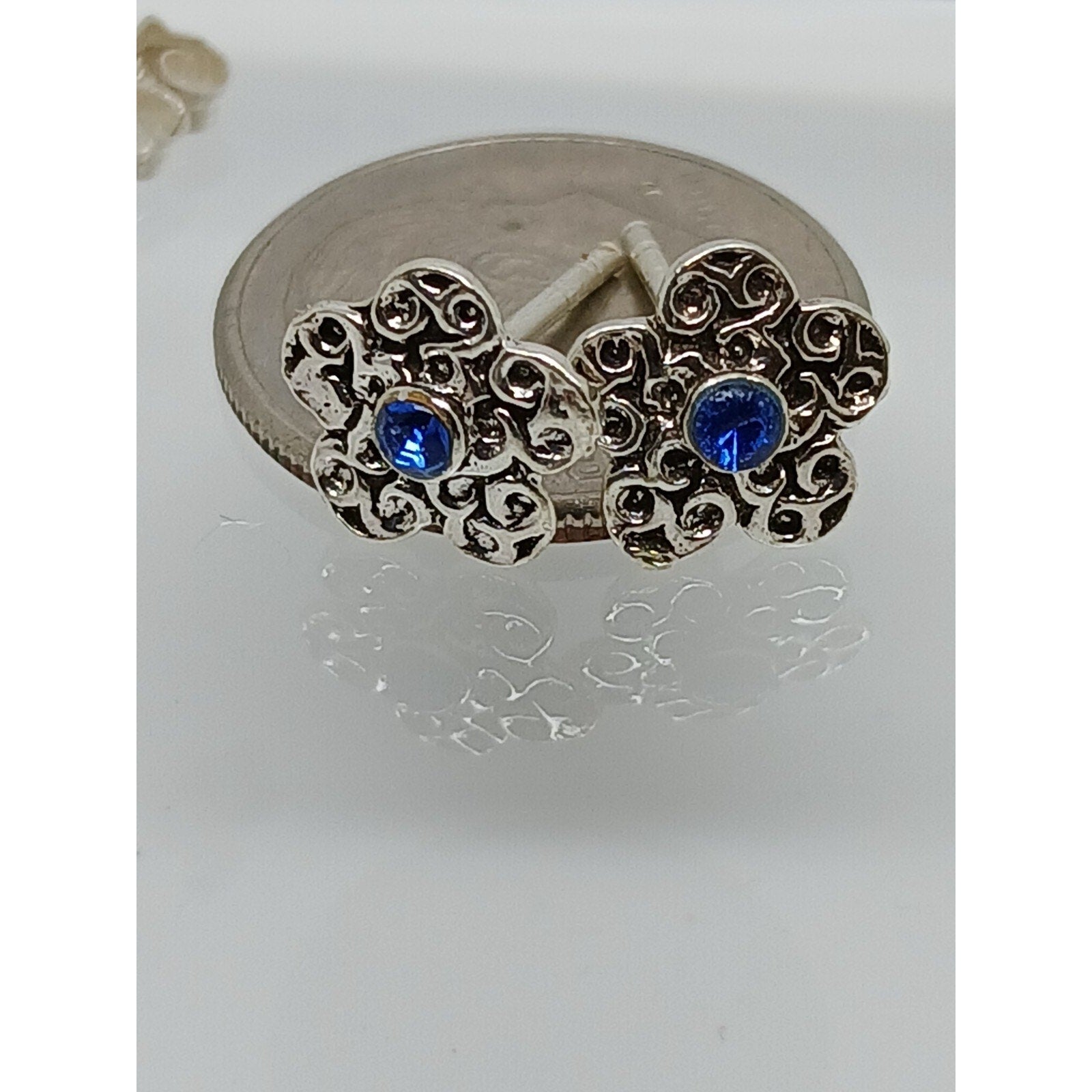 Vintage Estate Jewelry NOS .925 Sterling Silver Light Blue Crystal New Earrings - HoneyThomas.com
