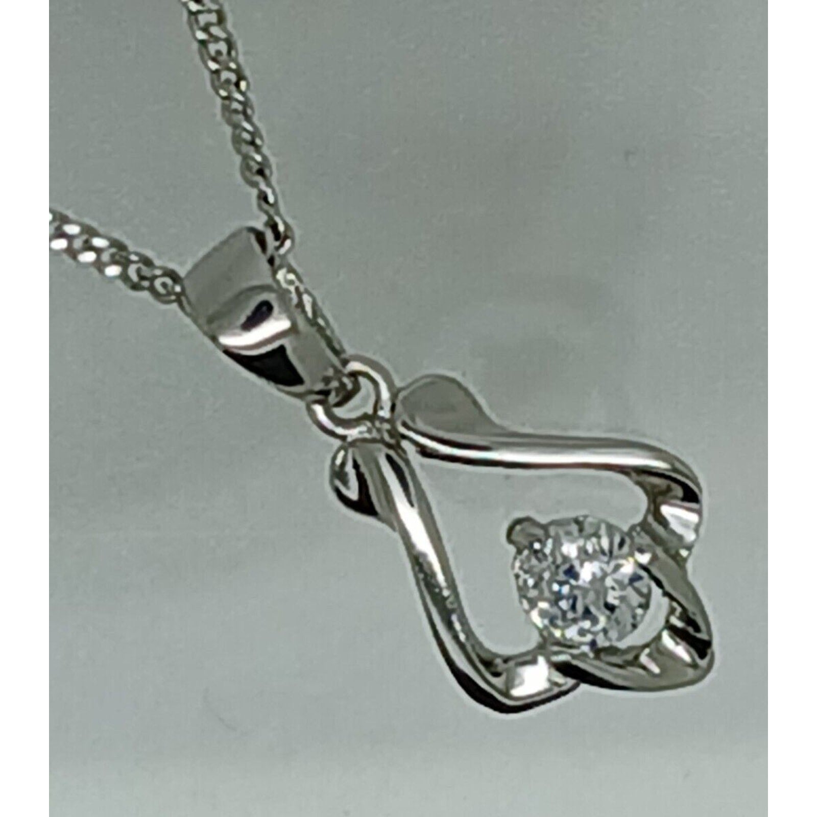 925 Sterling Silver Simulated Diamond Pendant Necklace Minimalist Petite - HoneyThomas.com