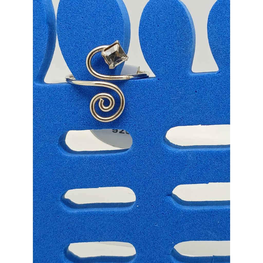 Sexy Clear Crystal Rhinestone Toe Ring Adjustable Size, Sterling Silver Gift box