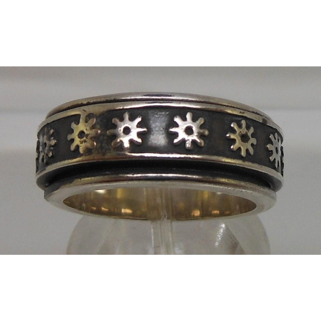 1990's Sterling Silver Spinner Prayer Worry Pinky Ring Size 6 Band Handcrafted
