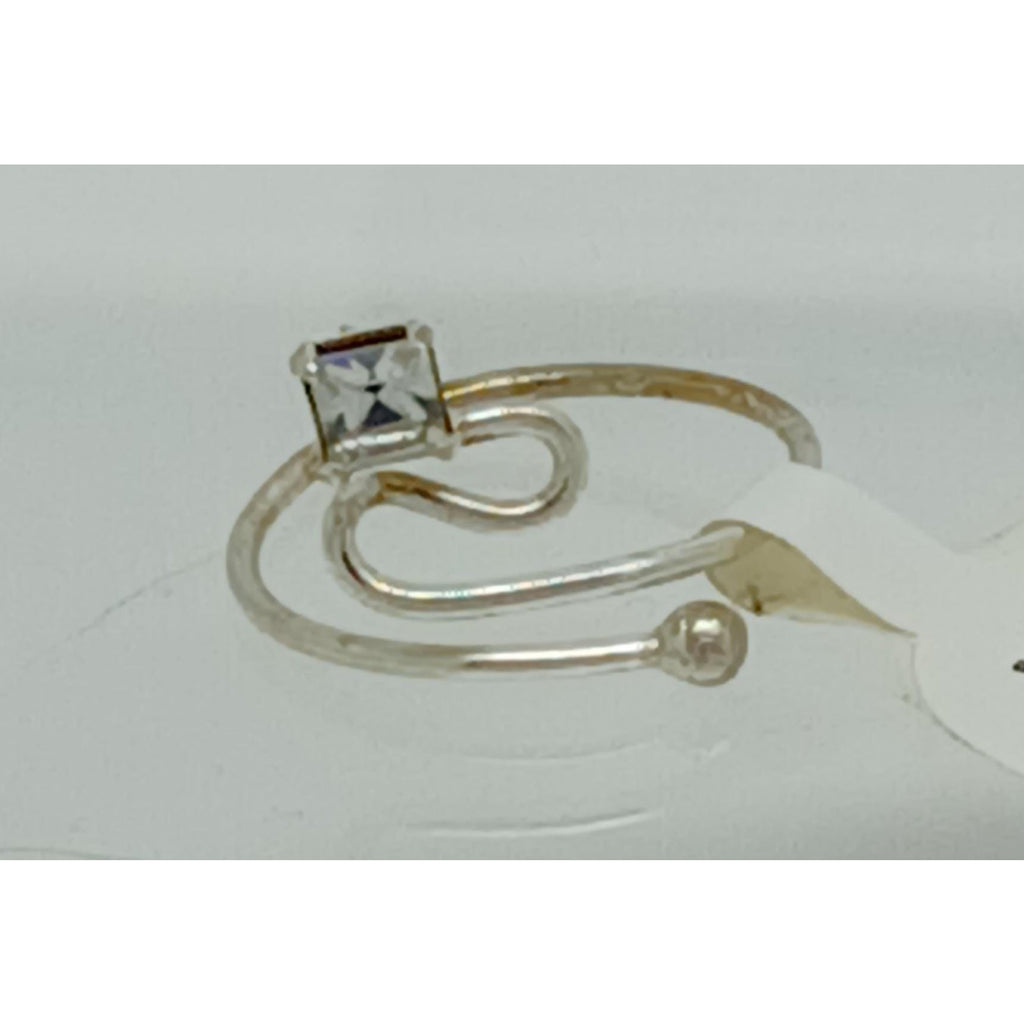 New Sterling Silver Crystal Rhinestone Swirly Sparkling Toe Ring Adjustable Size