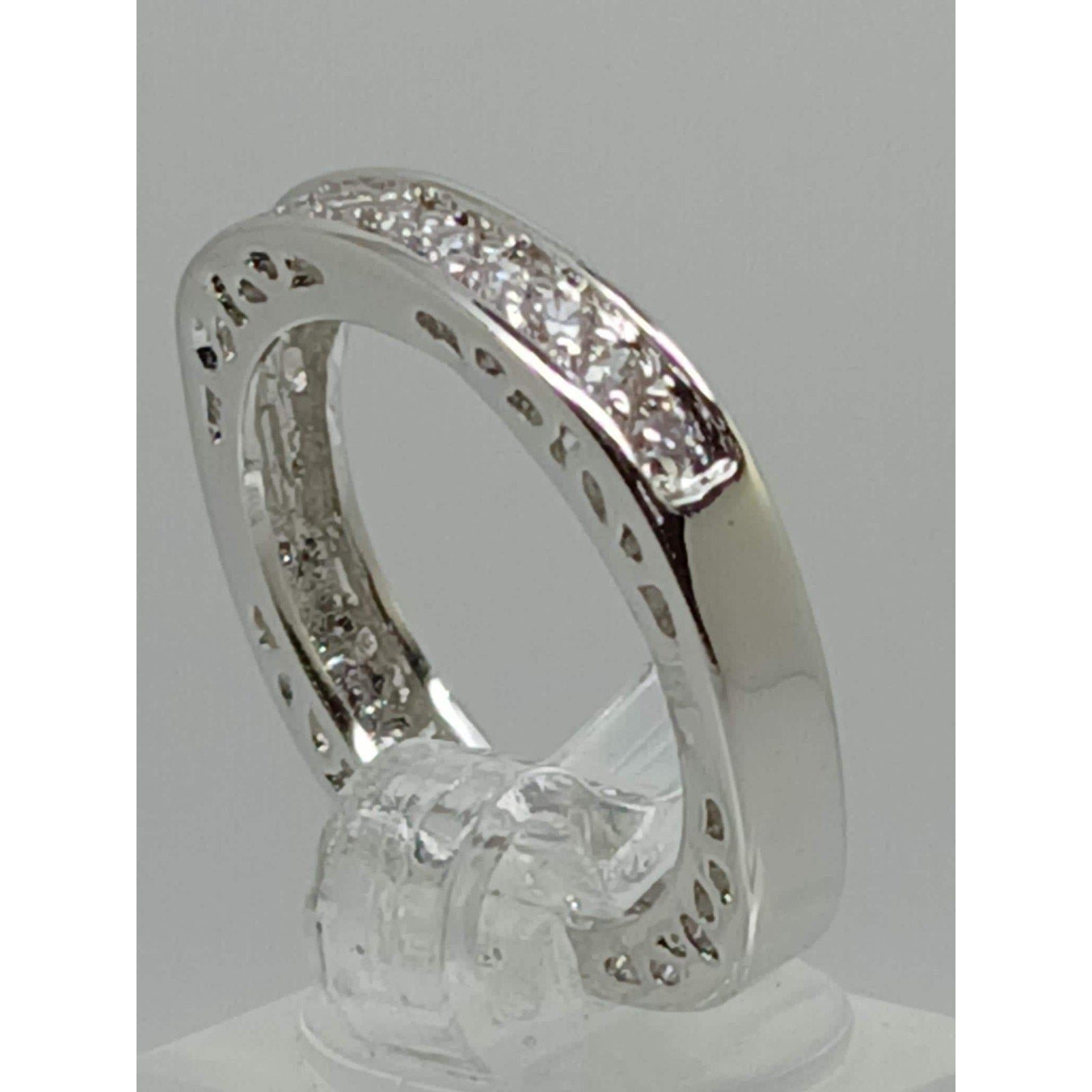 Unique Vintage White Gold GP Round Cut Sim Diamond CZ Stack Wedding Ring Size 6 - HoneyThomas.com