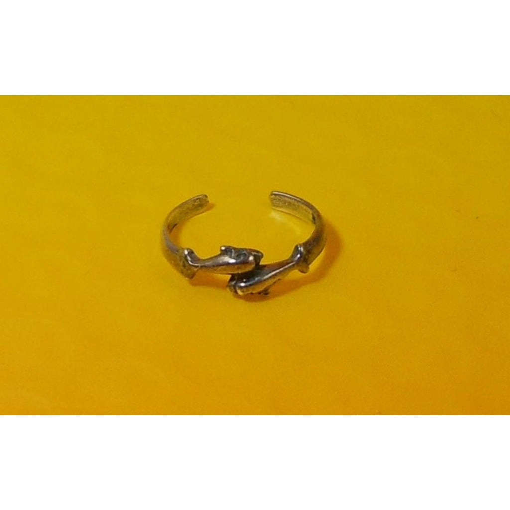 Vintage Sterling Silver Dolphins Lovers Toe Ring Handcrafted New Old Stock - HoneyThomas.com