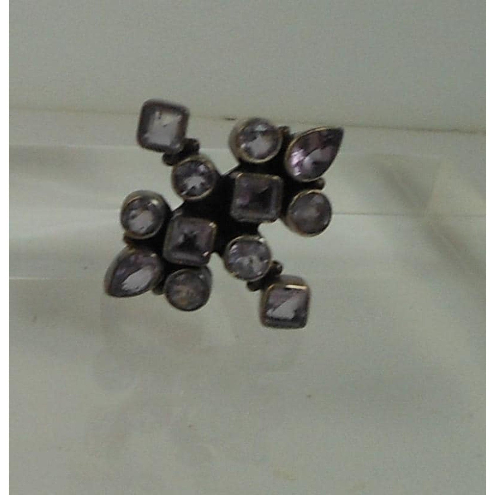 Handcrafted Sterling Silver Ring Vintage Natural Amethyst Size 6 Unique Design - HoneyThomas.com