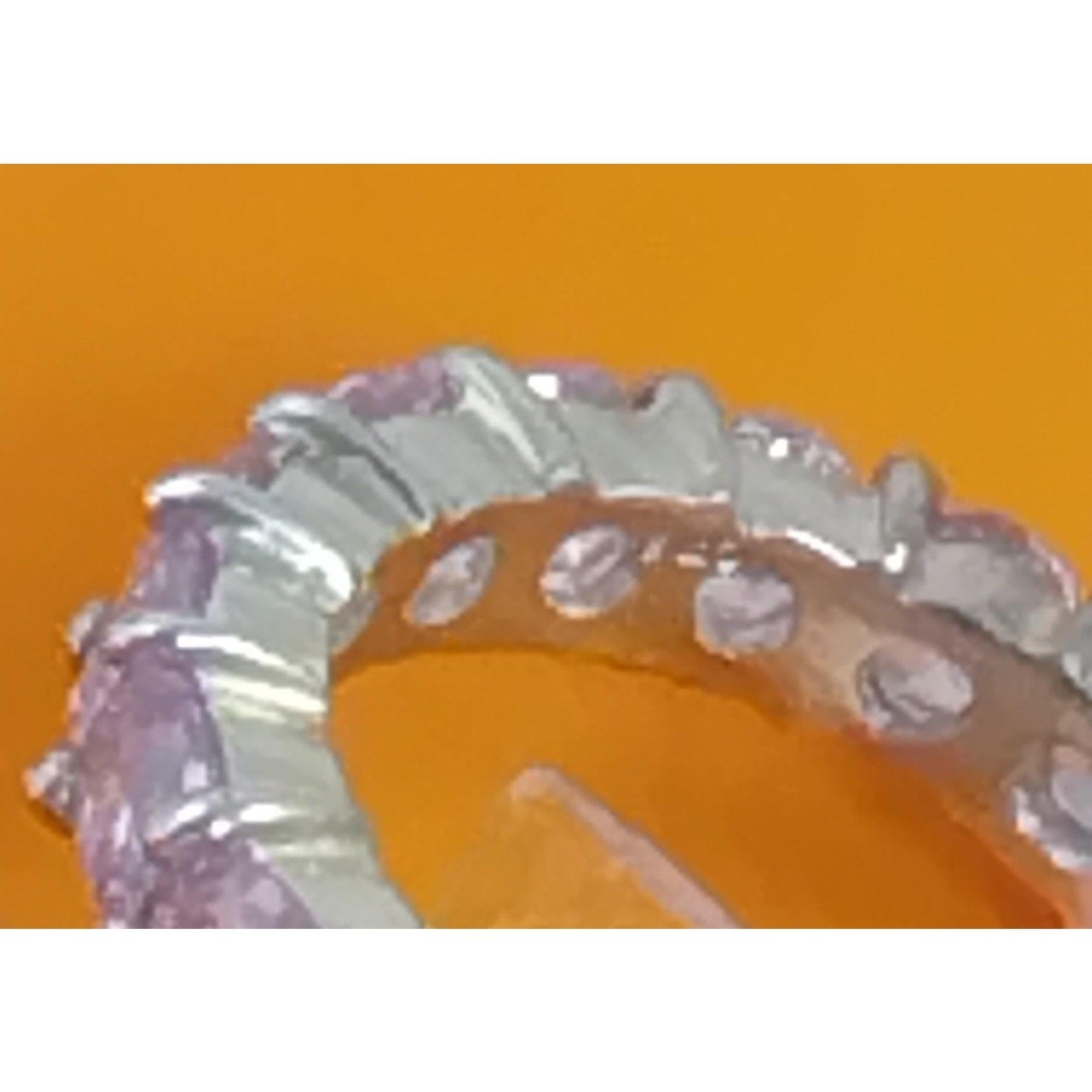 Vintage 1990's 2.89ct Sterling Silver Diamond CZ Ice Eternity Band Ring Size 7 - HoneyThomas.com