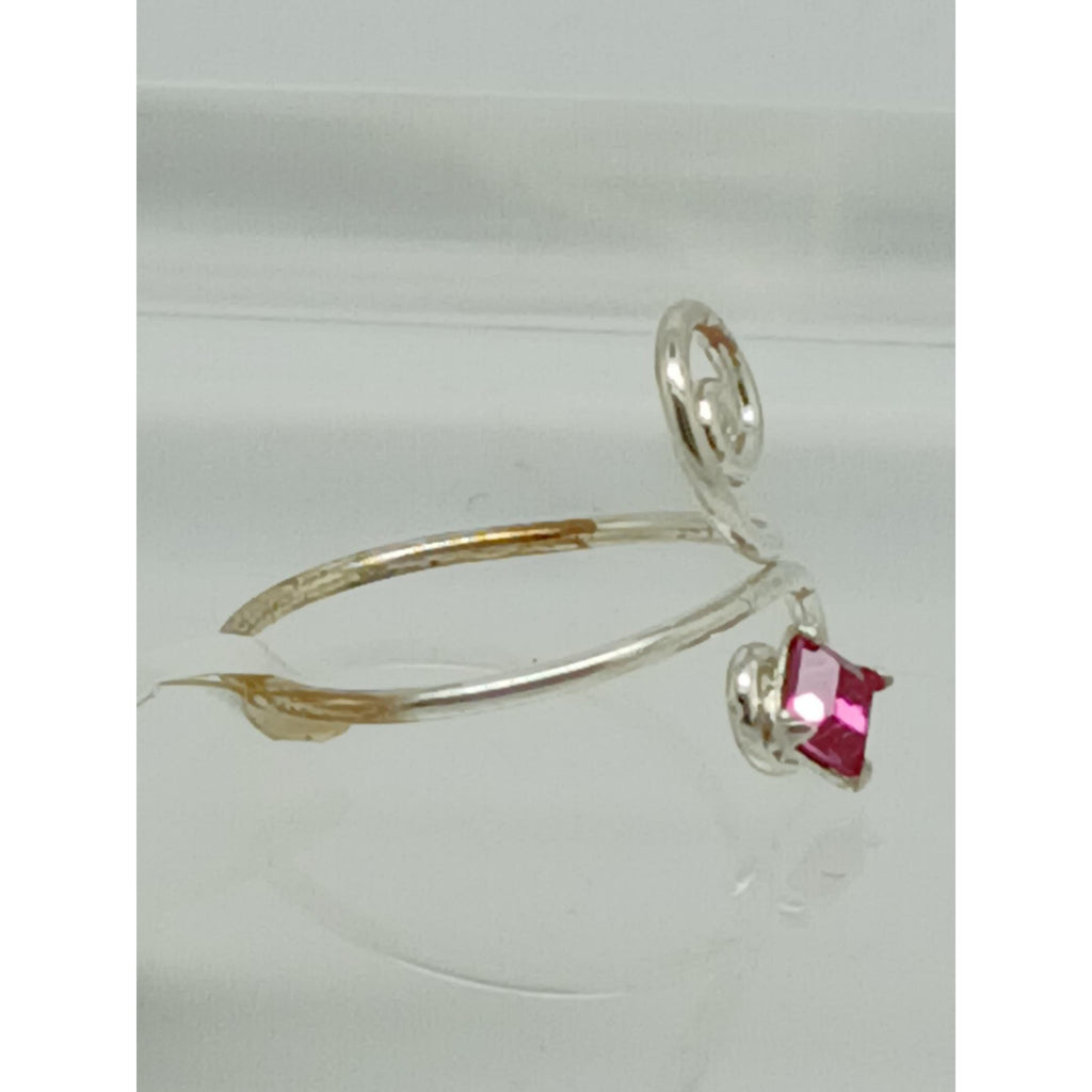 Sexy Pink Crystal Rhinestone Toe Ring Adjustable Size Sterling Silver Gift Boxed