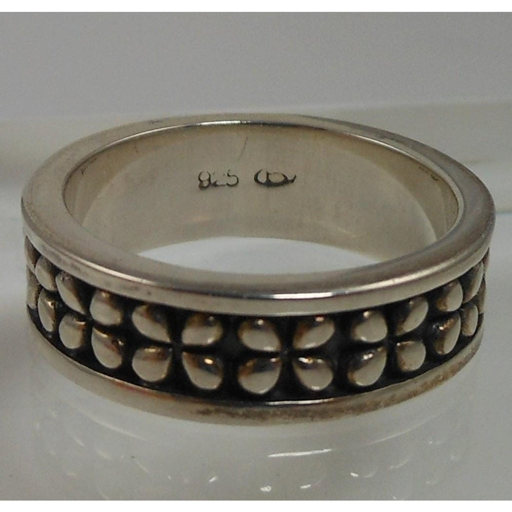 Vintage 1990's Sterling Silver Band Ring Size 7.25 Black Oxidized 6mm Thailand - HoneyThomas.com